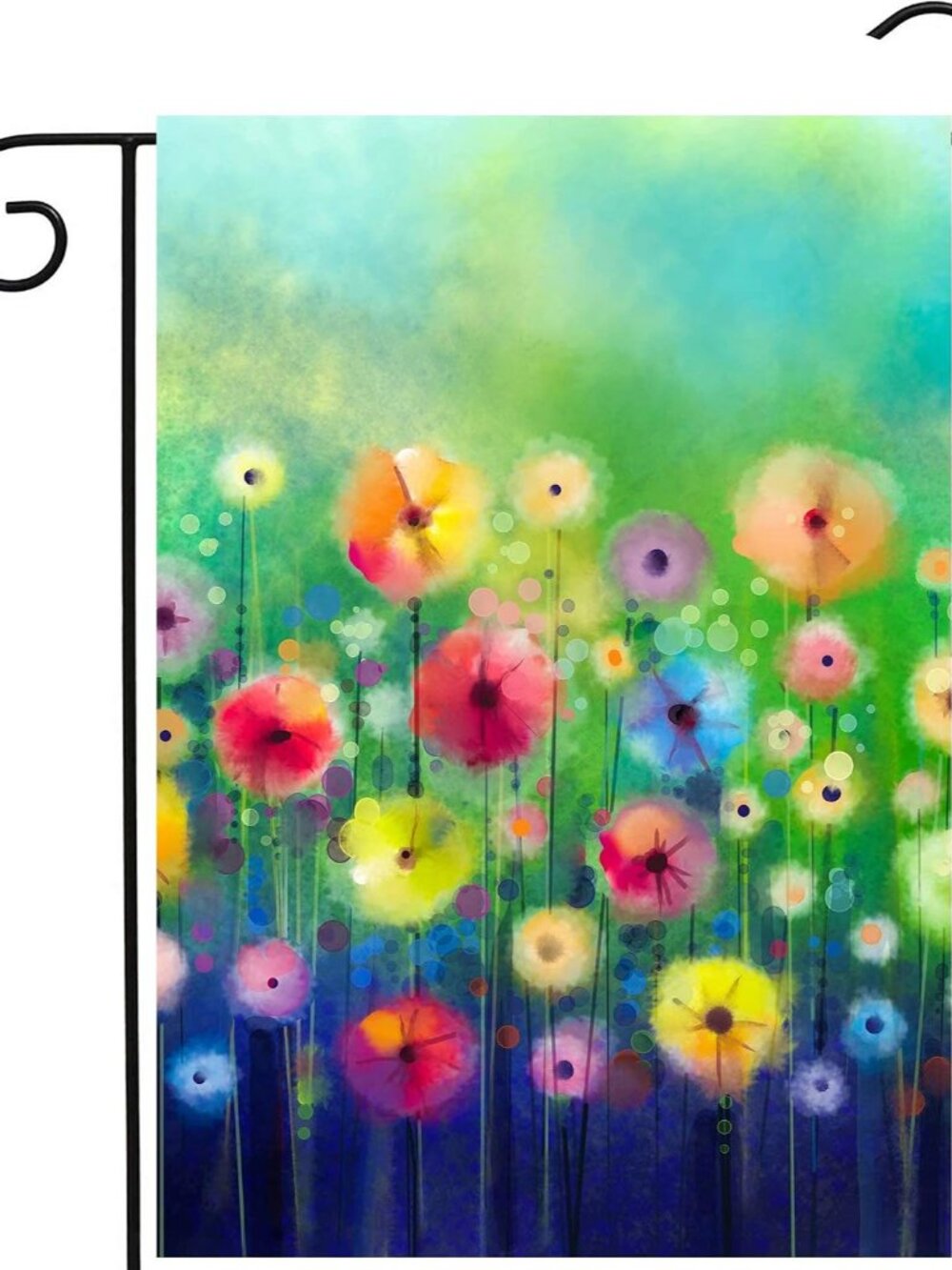 Abstract Green Floral Flowers Spring Flags 12x18 Double Sided